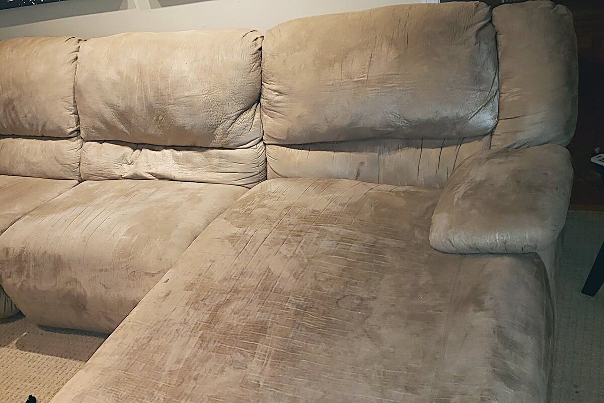 Microfibre sectional before cleaning
